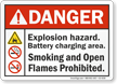 Explosion Hazard Battery Charging Area ANSI Danger Sign