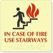 In Case of Fire Use Stairways Sign