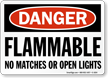 Flammable No Matches OSHA Danger Sign