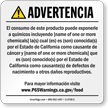 Custom Food Exposure Spanish Prop 65 Sign