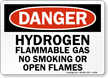 Danger Hydrogen Flammable Smoking Flames Sign