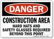 Danger Construction Hard Hats Protection Sign