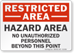 No Unauthorized Personnel Restricted Area Sign