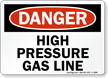 Danger High Pressure Gas Line Sign