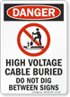 High Voltage Cable Buried Do Not Dig OSHA Danger Sign