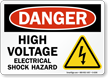 High Voltage Electrical Shock Hazard OSHA Danger Sign