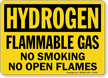 Hydrogen Flammable Gas Smoking Flames Sign