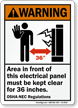 Electrical Panel Keep Clear 36 Inches Warning Sign