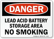 Lead Acid Battery Storage Area Danger Sign