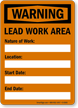 Lead Work Area OSHA Warning Sign