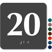 4 inch x 4 inch TactileTouch Braille Sign with Number 20