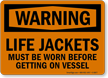 Life Jackets Must Be Worn Warning Sign
