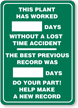 Plant Worked [****] Mark a Day™ Safety Scoreboards Sign