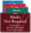 Masks Not Required For Employees Vaccination Proof Sign