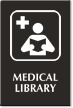 Medical Library Engraved Sign, Reading Medicine Books Symbol