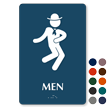 Men Braille Restroom Sign with Dancing Man Graphic