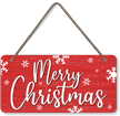 Festive Merry Christmas Hanging Wooden Sign