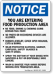 Food Production Area, No Food, Wear PPE Sign
