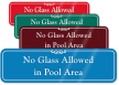 No Glass Allowed In Pool Area Wall Sign