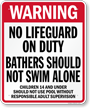 Utah No Lifeguard On Duty Pool Sign