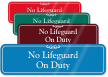 No Lifeguard On Duty ShowCase Wall Sign