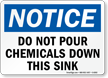 No Pouring Chemicals Sink Sign