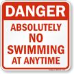 Danger Absolutely No Swimming At Anytime Sign