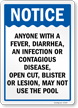Notice Anyone With Fever May Not Use The Pool Sign