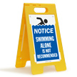 Notice Swimming Alone Is Not Recommended Floor Sign