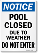 Notice Swimming Pool Closed Do Not Enter Sign