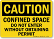 Caution: Confined Space Do Not Enter Sign