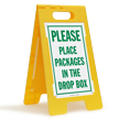 Place Packages In The Drop Box FloorBoss Sign
