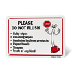 Please Do Not Flush Baby Wipes Sign