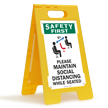 Please Maintain Social Distancing While Seated FloorBoss Sign