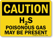 Caution H2S Poisonous Gas Present Sign