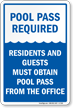 Pool Pass Required Sign