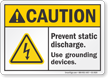 Prevent Static Discharge ANSI Caution Sign