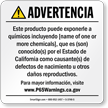 Custom Consumer Product Exposure Spanish Prop 65 Sign