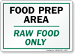 Food Prep Area: Raw Food Only