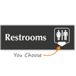 Unisex Engraved Restrooms Arrow Sign