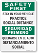 Safety First Stay In Your Vehicle Bilingual Social Distancing Sign