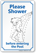 Shower Before Entering The Pool Sign