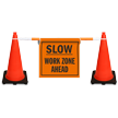 Slow Work Zone Ahead Cone Bar Sign