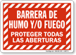 Spanish Barrera De Humo Y/O Fuego Sign