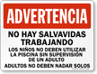 Spanish No Lifeguard, Dont Swim Alone Sign