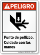 Spanish ANSI Peligro Punto De Pellizco Sign