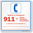 Spanish Pool Area Emergency Phone Number Sign