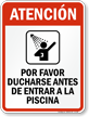Spanish Shower Before Entering Pool Sign