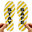 Stay Safe Footprints Floor Marker With Stripes