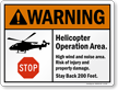 Stop Helicopter Operation Area Warning Sign